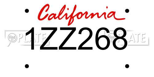 1ZZ268 California License Plate