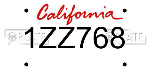 1ZZ768 California License Plate