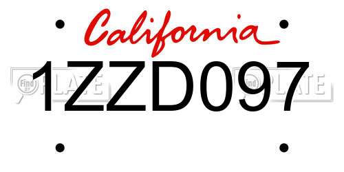 1ZZD097 California License Plate