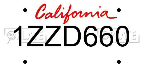 1ZZD660 California License Plate