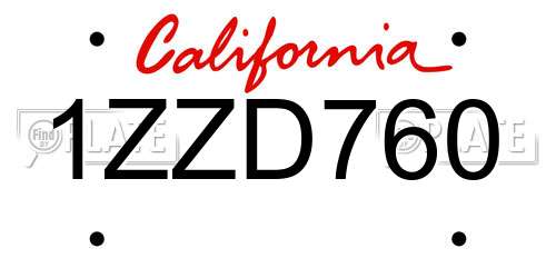 1ZZD760 California License Plate