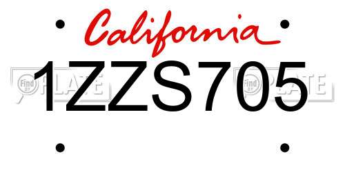 1ZZS705 California License Plate