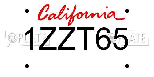 1ZZT65 California License Plate