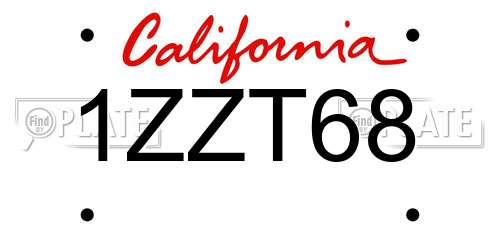 1ZZT68 California License Plate