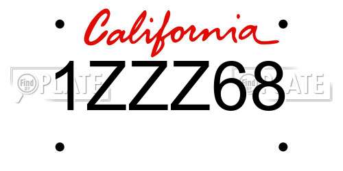 1ZZZ68 California License Plate