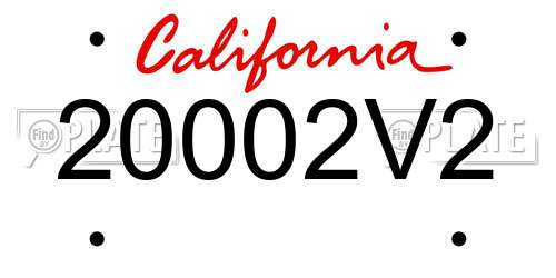 20002V2 California License Plate