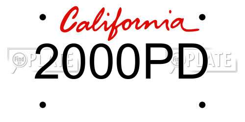 2000PD California License Plate