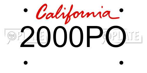 2000PO California License Plate