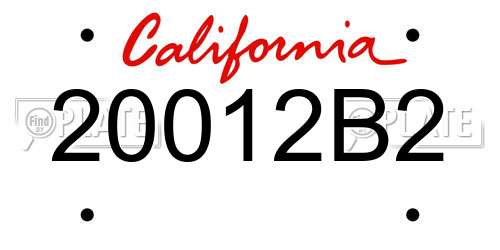 20012B2 California License Plate