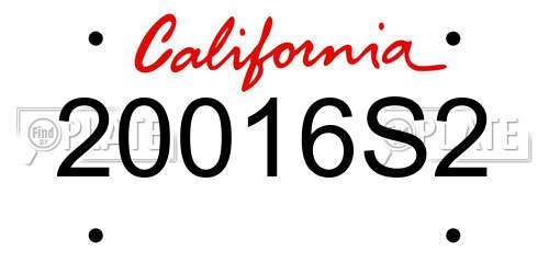 20016S2 California License Plate