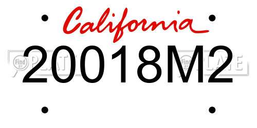 20018M2 California License Plate
