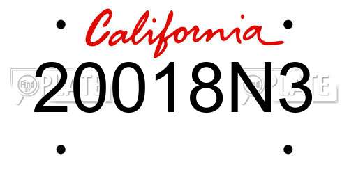 20018N3 California License Plate