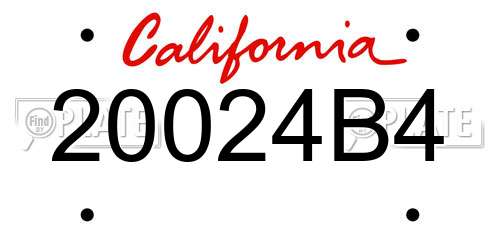 20024B4 California License Plate