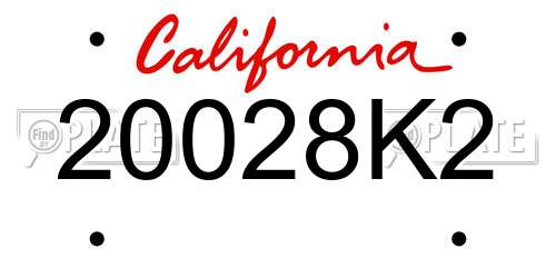 20028K2 California License Plate