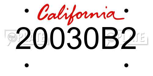 20030B2 California License Plate