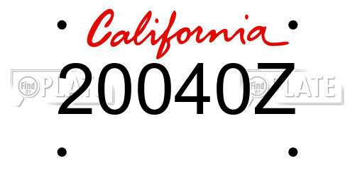 20040Z California License Plate