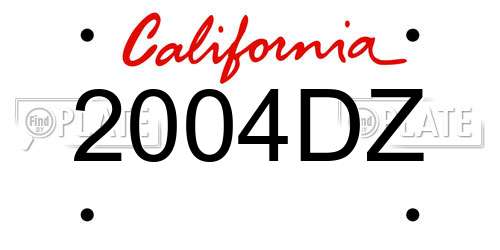 2004DZ California License Plate