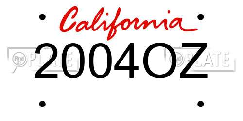 2004OZ California License Plate