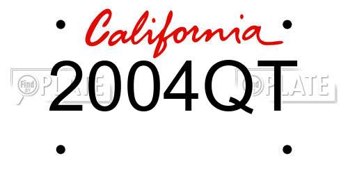 2004QT California License Plate