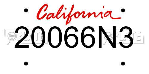 20066N3 California License Plate