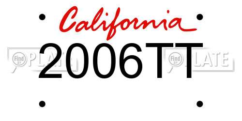 2006TT California License Plate