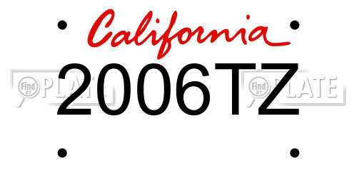 2006TZ California License Plate