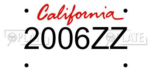 2006ZZ California License Plate