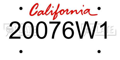 20076W1 California License Plate
