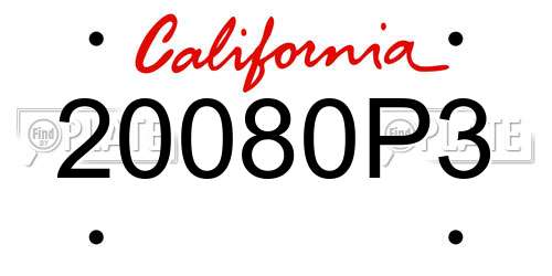 20080P3 California License Plate