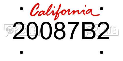 20087B2 California License Plate
