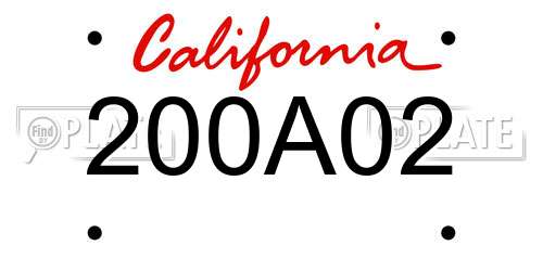 200A02 California License Plate
