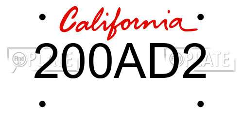 200AD2 California License Plate