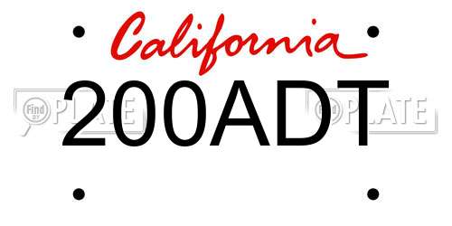 200ADT California License Plate