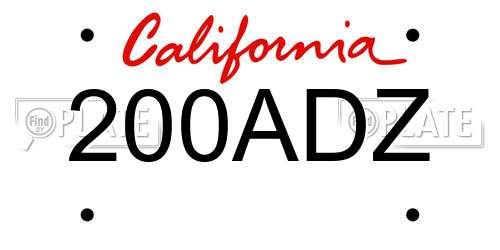 200ADZ California License Plate