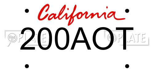 200AOT California License Plate