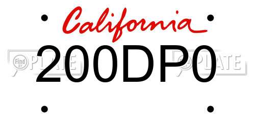 200DP0 California License Plate