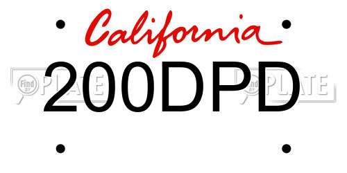 200DPD California License Plate