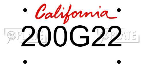 200G22 California License Plate