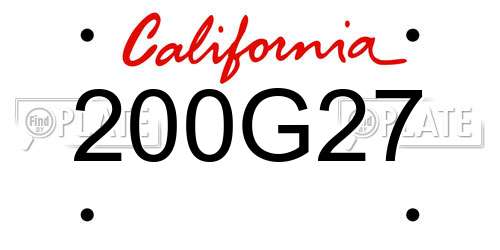 200G27 California License Plate