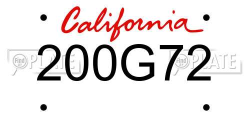 200G72 California License Plate