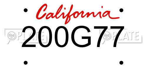 200G77 California License Plate