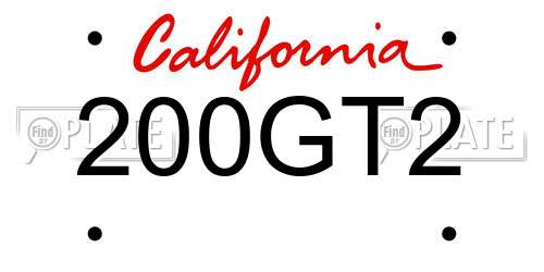 200GT2 California License Plate
