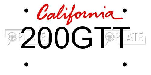 200GTT California License Plate