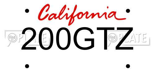 200GTZ California License Plate