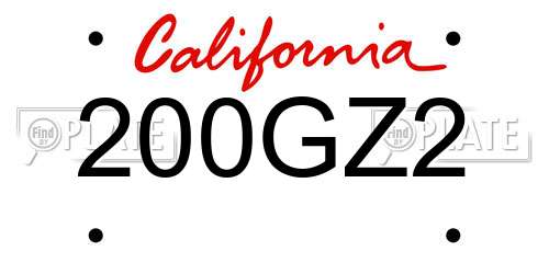 200GZ2 California License Plate