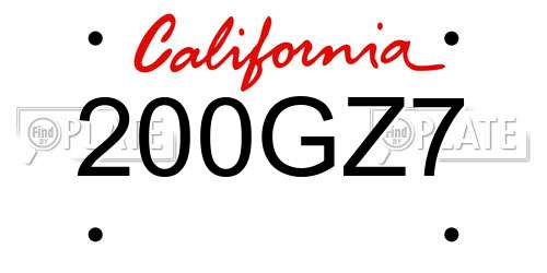 200GZ7 California License Plate