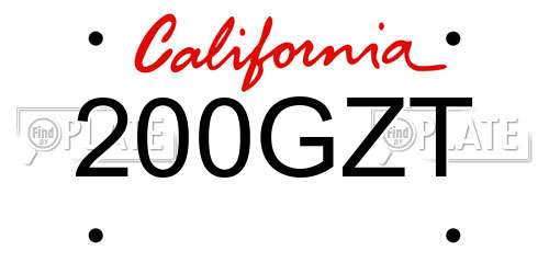 200GZT California License Plate