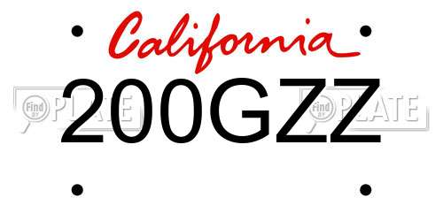 200GZZ California License Plate