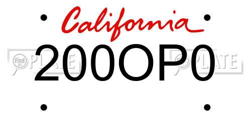 200OP0 California License Plate