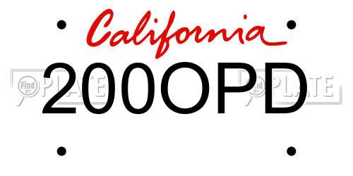 200OPD California License Plate